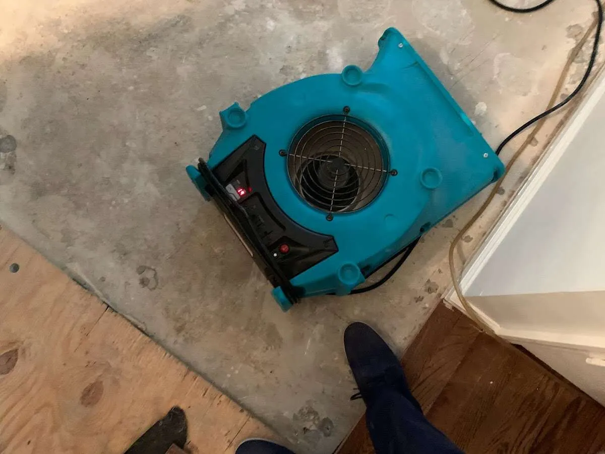 Air mover drying subfloor during Leak Detection & Repair in Sylacauga