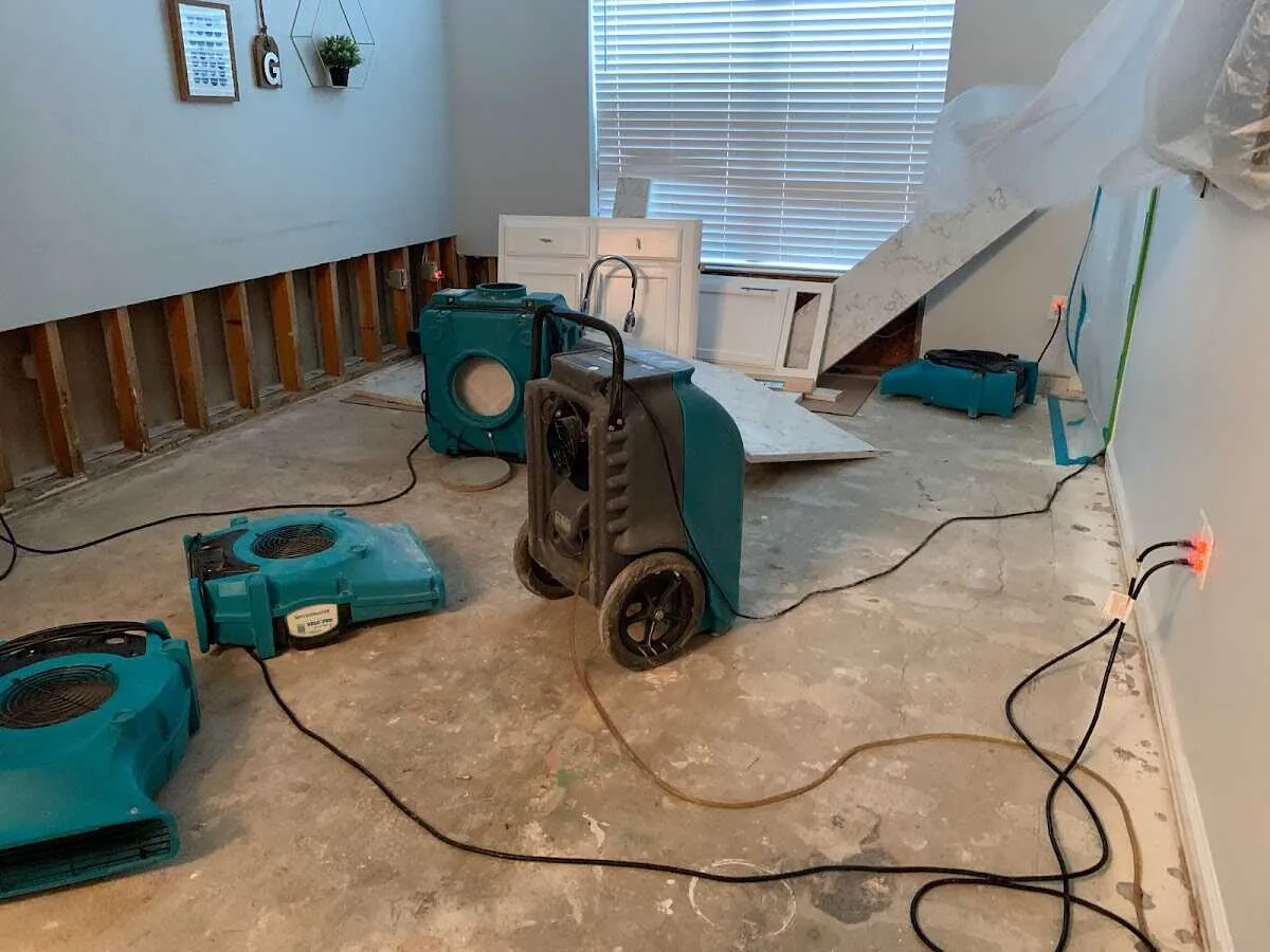 Dehumidifier in flood-cut room for Water Damage Restoration in Sylacauga